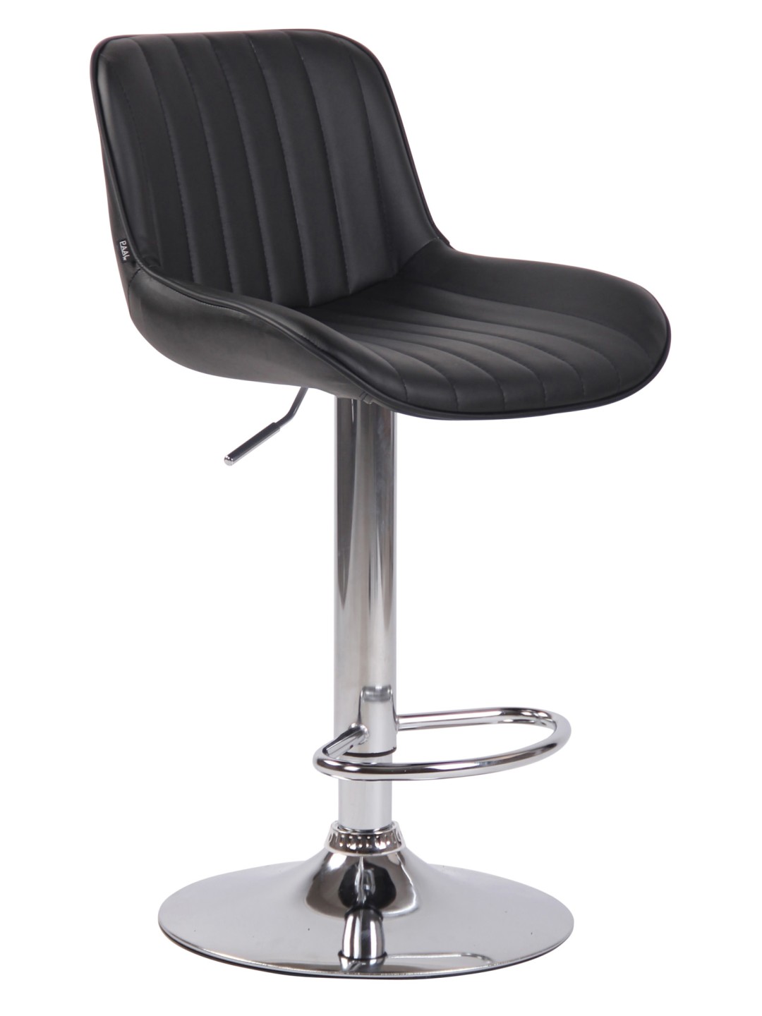 Tabouret de bar Lentini simili cuir chromé, noir