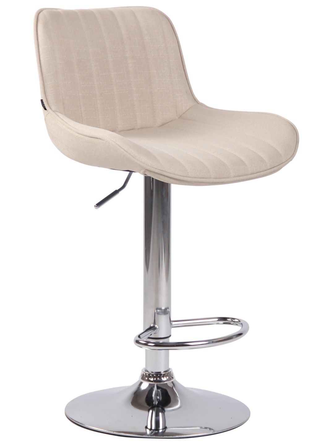 Tabouret de bar Lentini tissu chromé, crème
