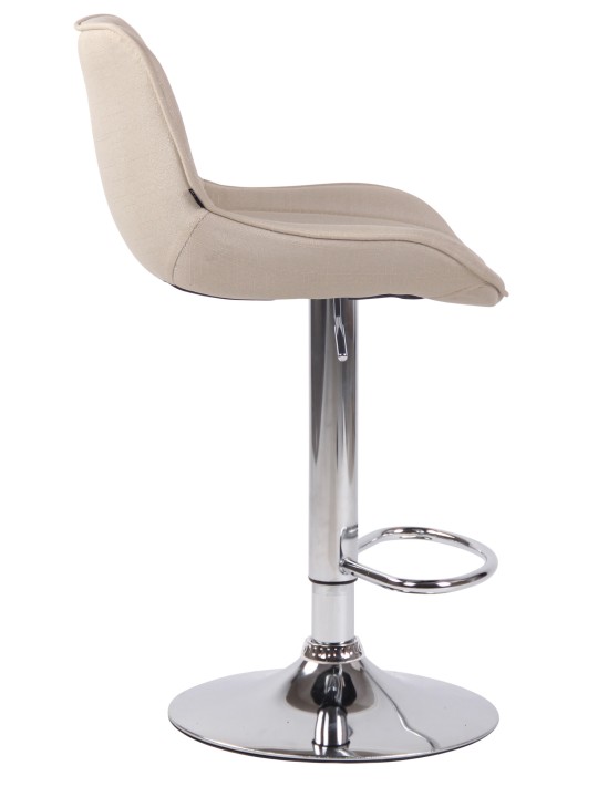 Tabouret de bar Lentini tissu chromé, crème Tabouret de bar Lentini tissu chromé, crème