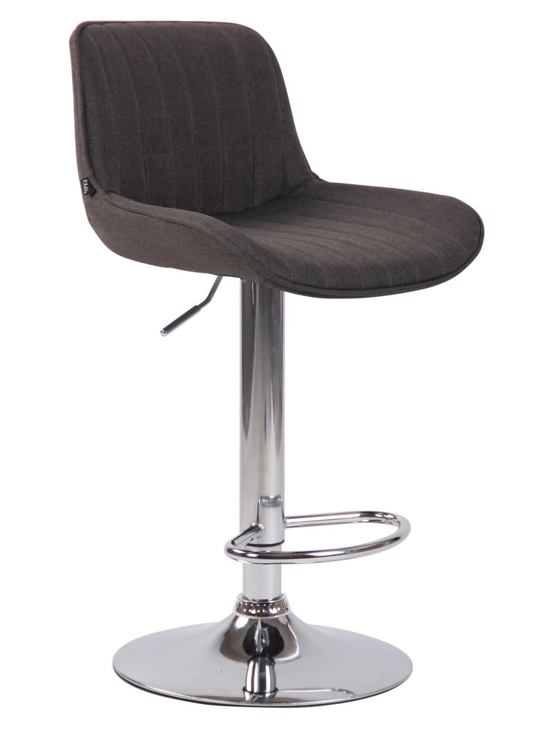 Tabouret de bar Lentini tissu chrome, gris foncé