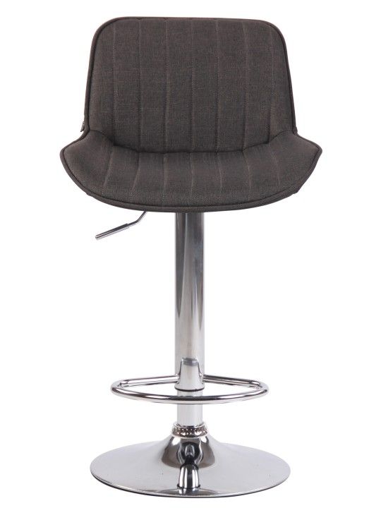 Tabouret de bar Lentini tissu chrome, gris foncé