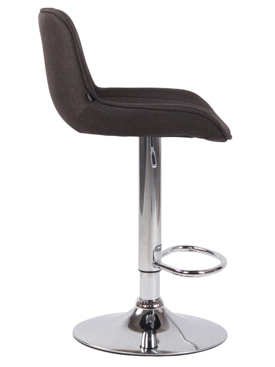 Tabouret de bar Lentini tissu chrome, gris foncé