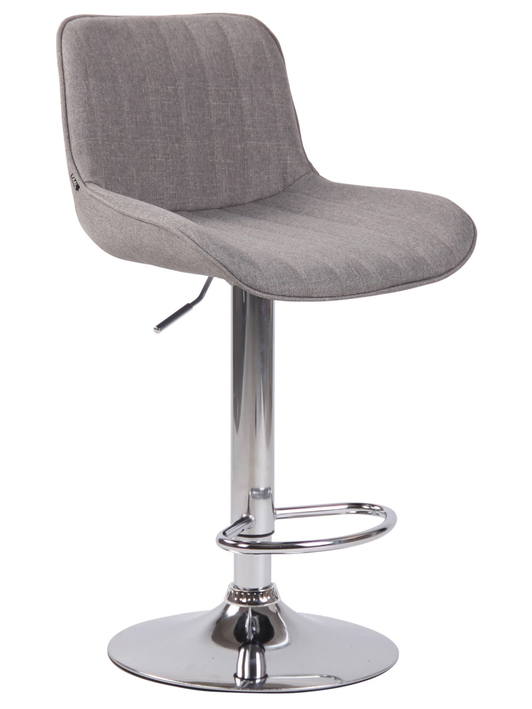 Tabouret de bar Lentini tissu chrome, gris