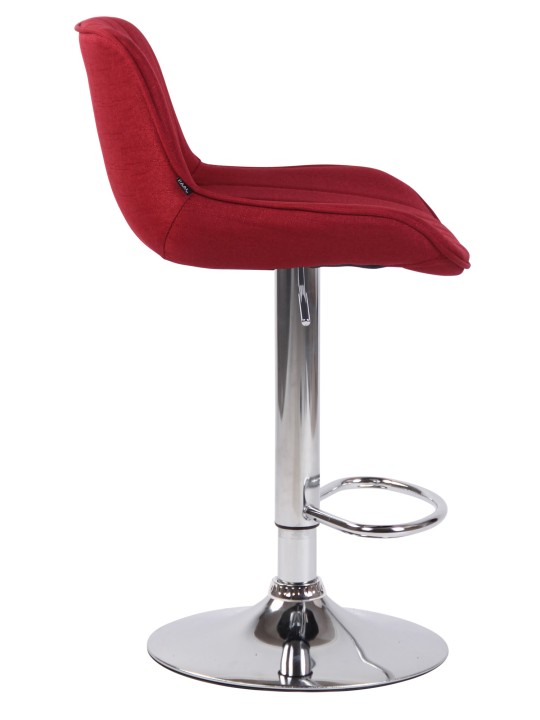 Tabouret de bar Lentini tissu chromé, rouge
