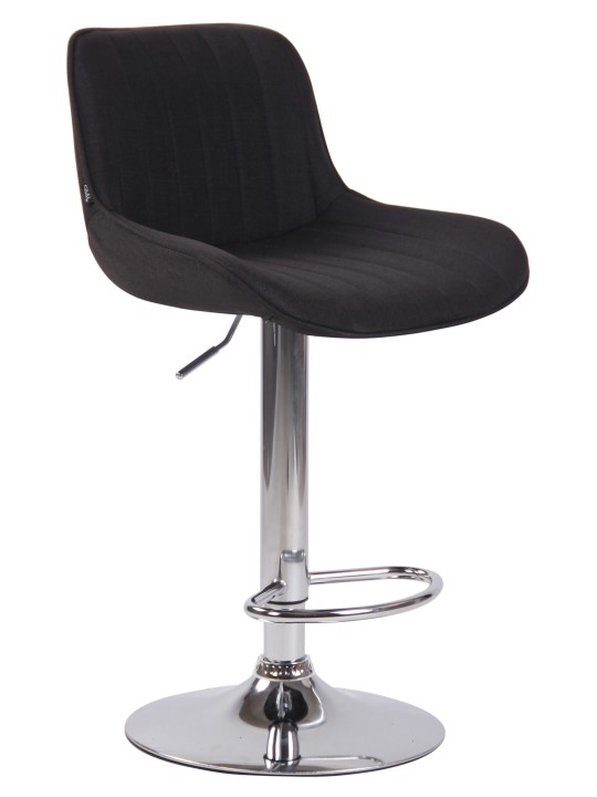 Tabouret de bar Lentini tissu chromé, noir