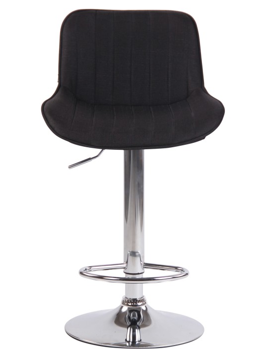 Tabouret de bar Lentini tissu chromé, noir
