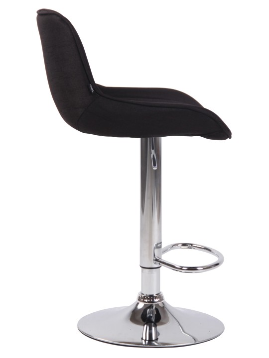 Tabouret de bar Lentini tissu chromé, noir
