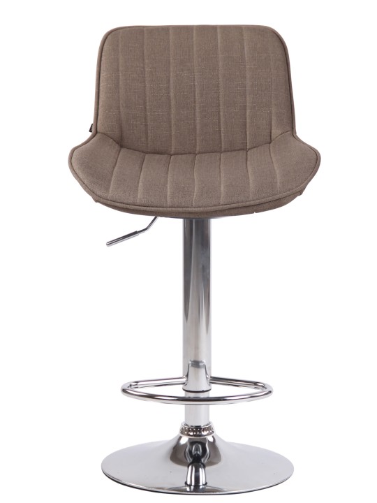 Tabouret de bar Lentini tissu chromé, taupe