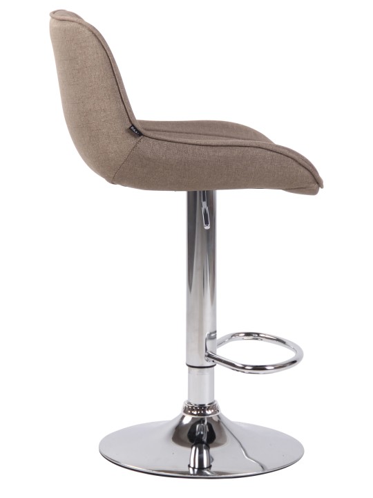 Tabouret de bar Lentini tissu chromé, taupe