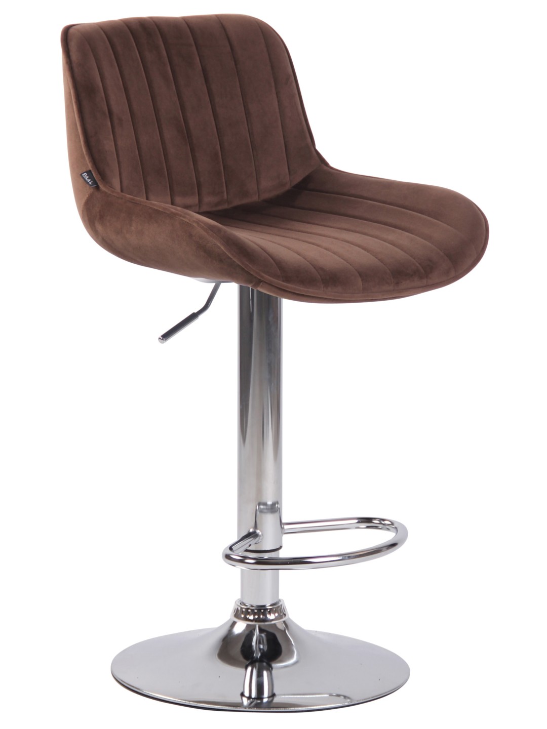 Tabouret de bar Lentini velours chrome, brun