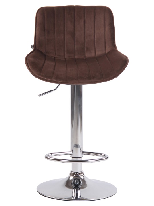Tabouret de bar Lentini velours chrome, brun