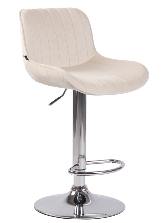Tabouret de bar Lentini velours chrome, crème