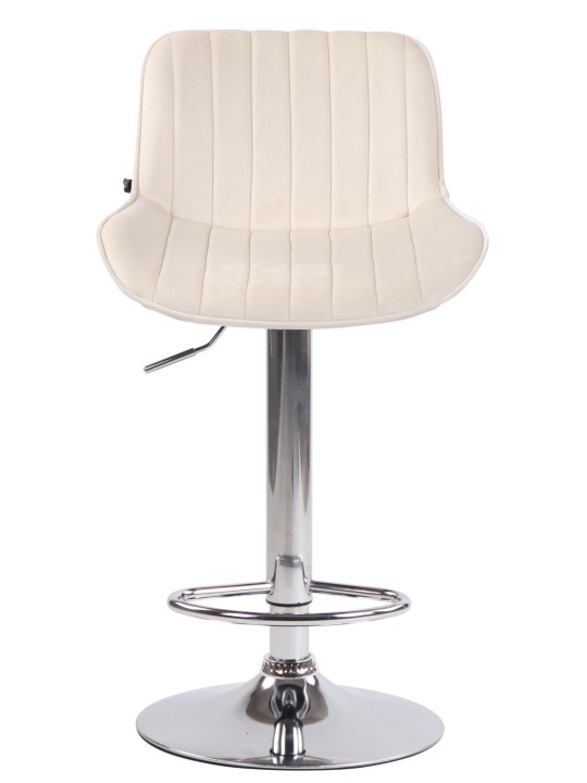 Tabouret de bar Lentini velours chrome, crème