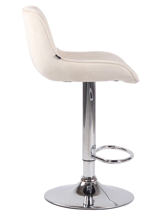Tabouret de bar Lentini velours chrome, crème