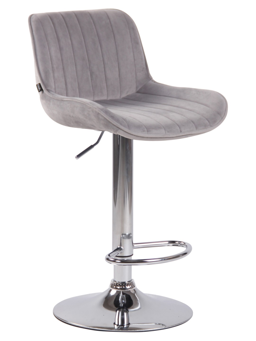 Tabouret de bar Lentini velours chrome, gris