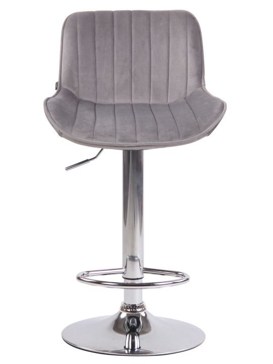 Tabouret de bar Lentini velours chrome, gris
