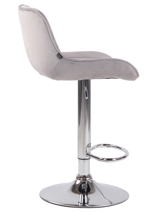 Tabouret de bar Lentini velours chrome, gris
