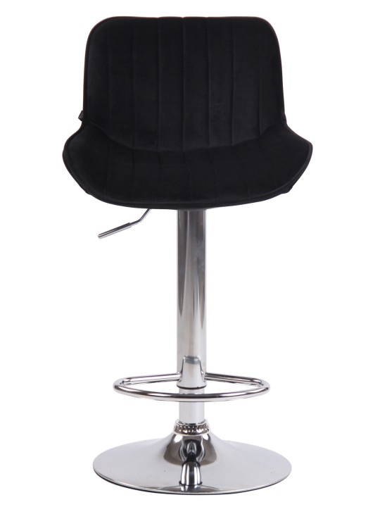 Tabouret de bar Lentini velours chrome, noir
