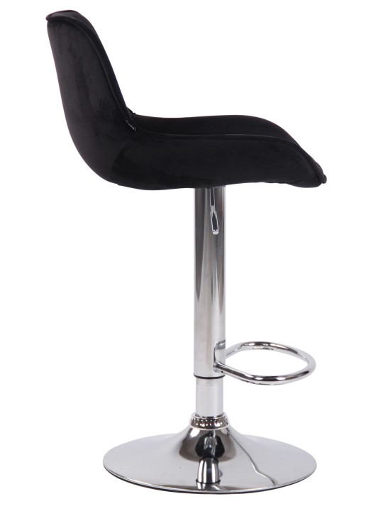 Tabouret de bar Lentini velours chrome, noir