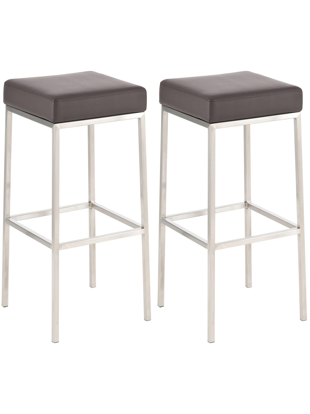 Lot de 2 tabourets de bar Montreal 85 simili cuir acier inoxydable, brun