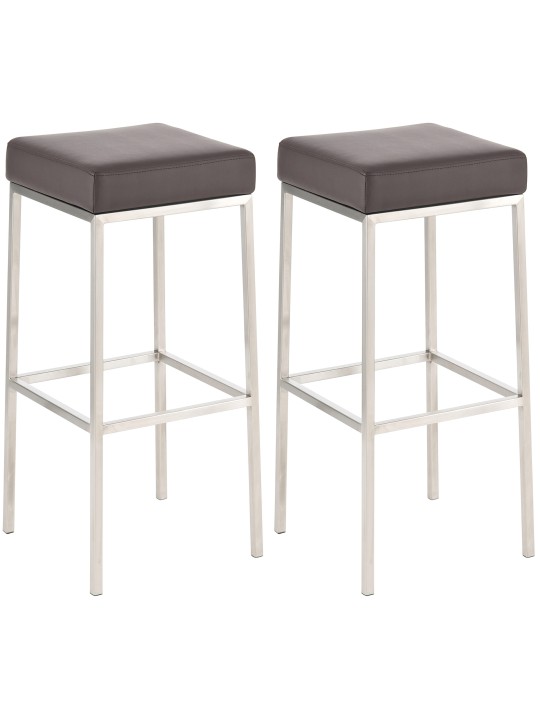 Lot de 2 tabourets de bar Montreal 85 simili cuir acier inoxydable, brun