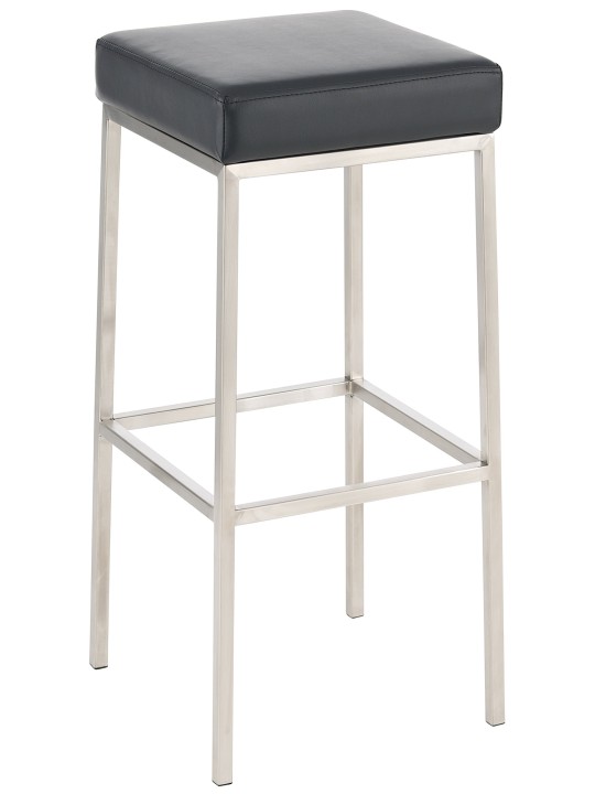 Lot de 2 tabourets de bar Montréal 85 simili cuir acier inoxydable, noir