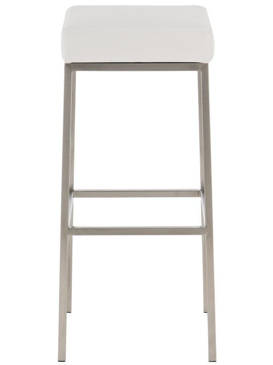 Lot de 2 tabourets de bar Montréal 80 simili cuir acier inoxydable, blanc