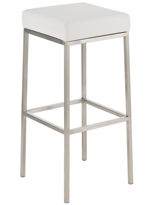 Lot de 2 tabourets de bar Montréal 85 simili cuir acier inoxydable, blanc