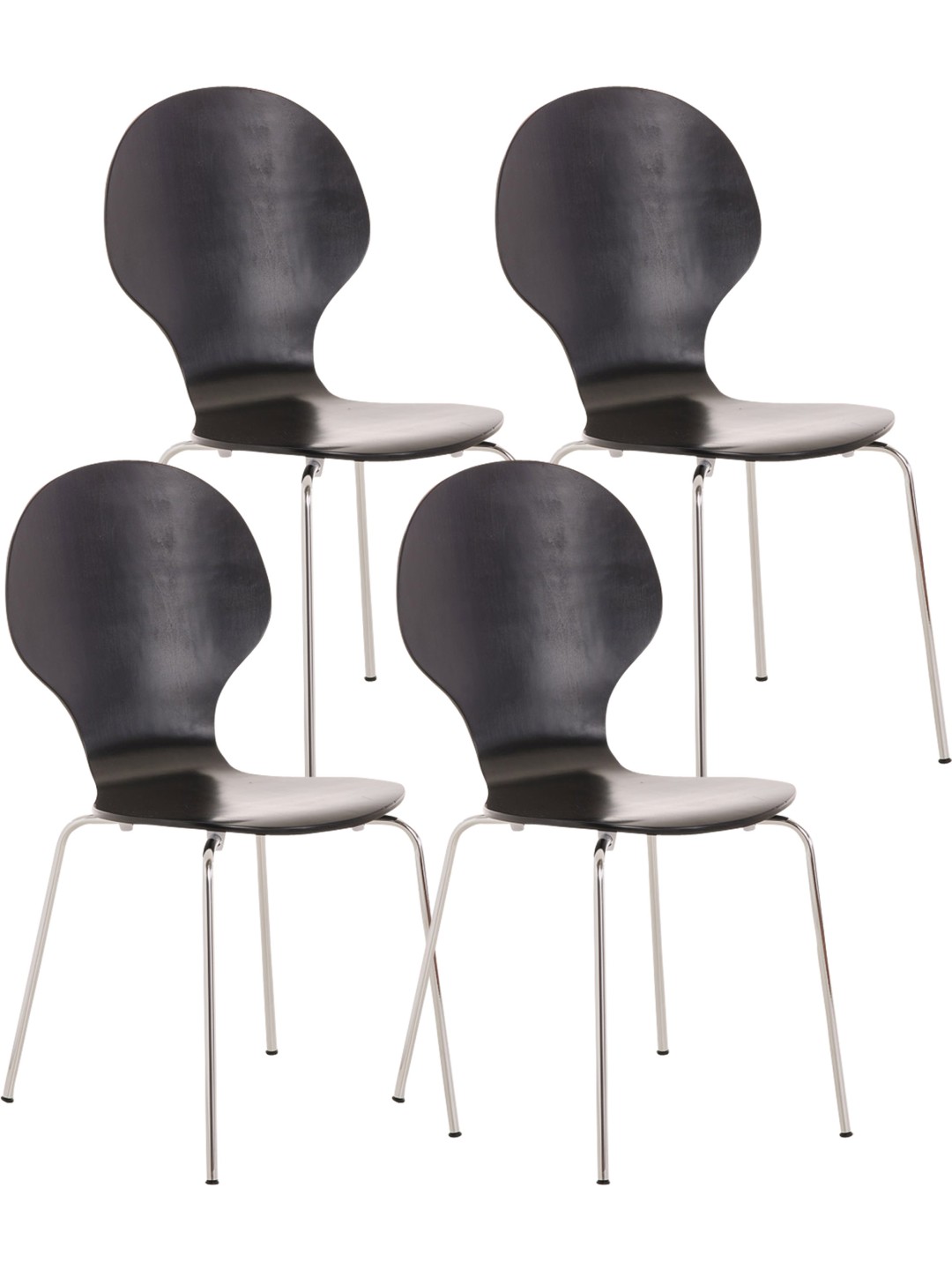 Ensemble de 4 chaises visiteurs Diego, noir