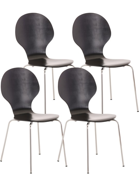 Ensemble de 4 chaises visiteurs Diego, noir