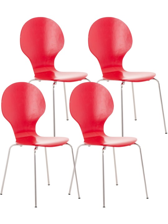 Ensemble de 4 chaises visiteurs Diego, rouge