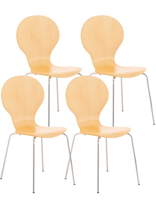 Ensemble de 4 chaises visiteurs Diego, naturel