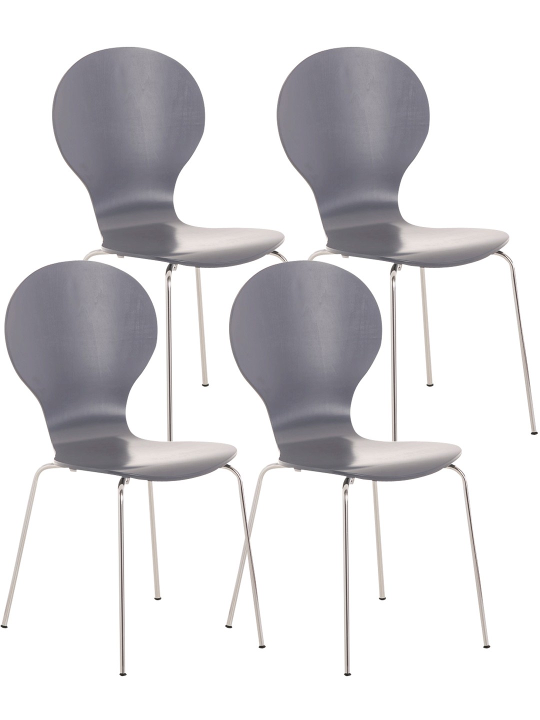 Ensemble de 4 chaises visiteurs Diego, gris