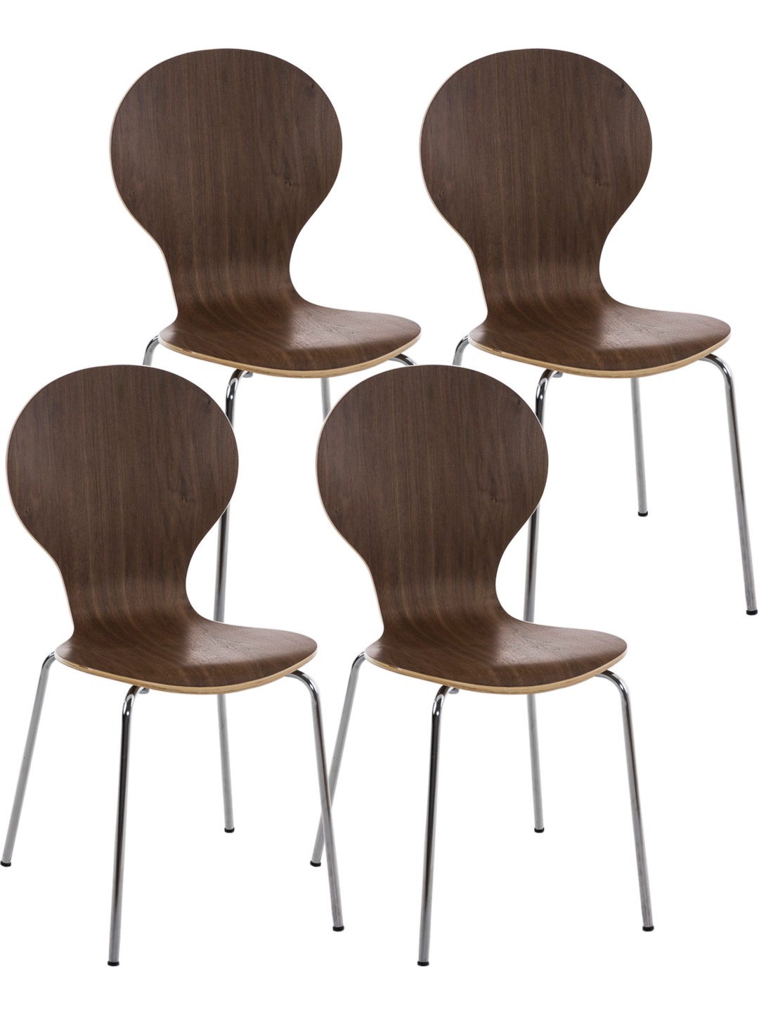 Ensemble de 4 chaises visiteurs Diego, noyer