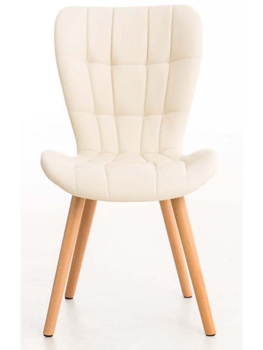 Lot de 4 chaises de salle à manger Elda simili cuir, crème
