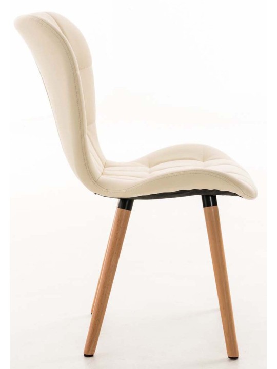 Lot de 4 chaises de salle à manger Elda simili cuir, crème
