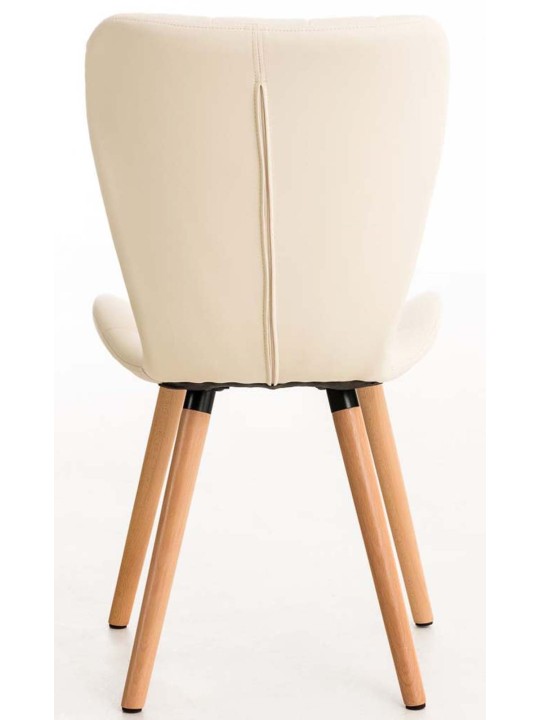 Lot de 4 chaises de salle à manger Elda simili cuir, crème