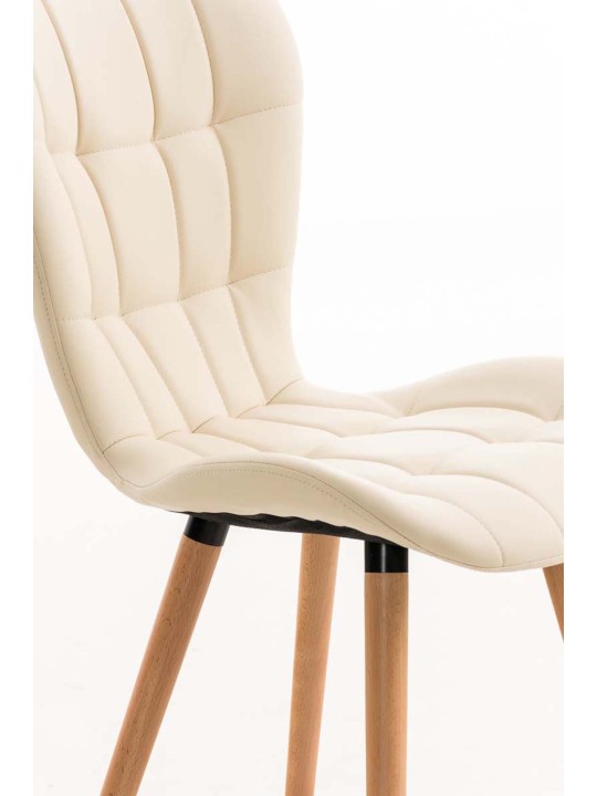 Lot de 4 chaises de salle à manger Elda simili cuir, crème