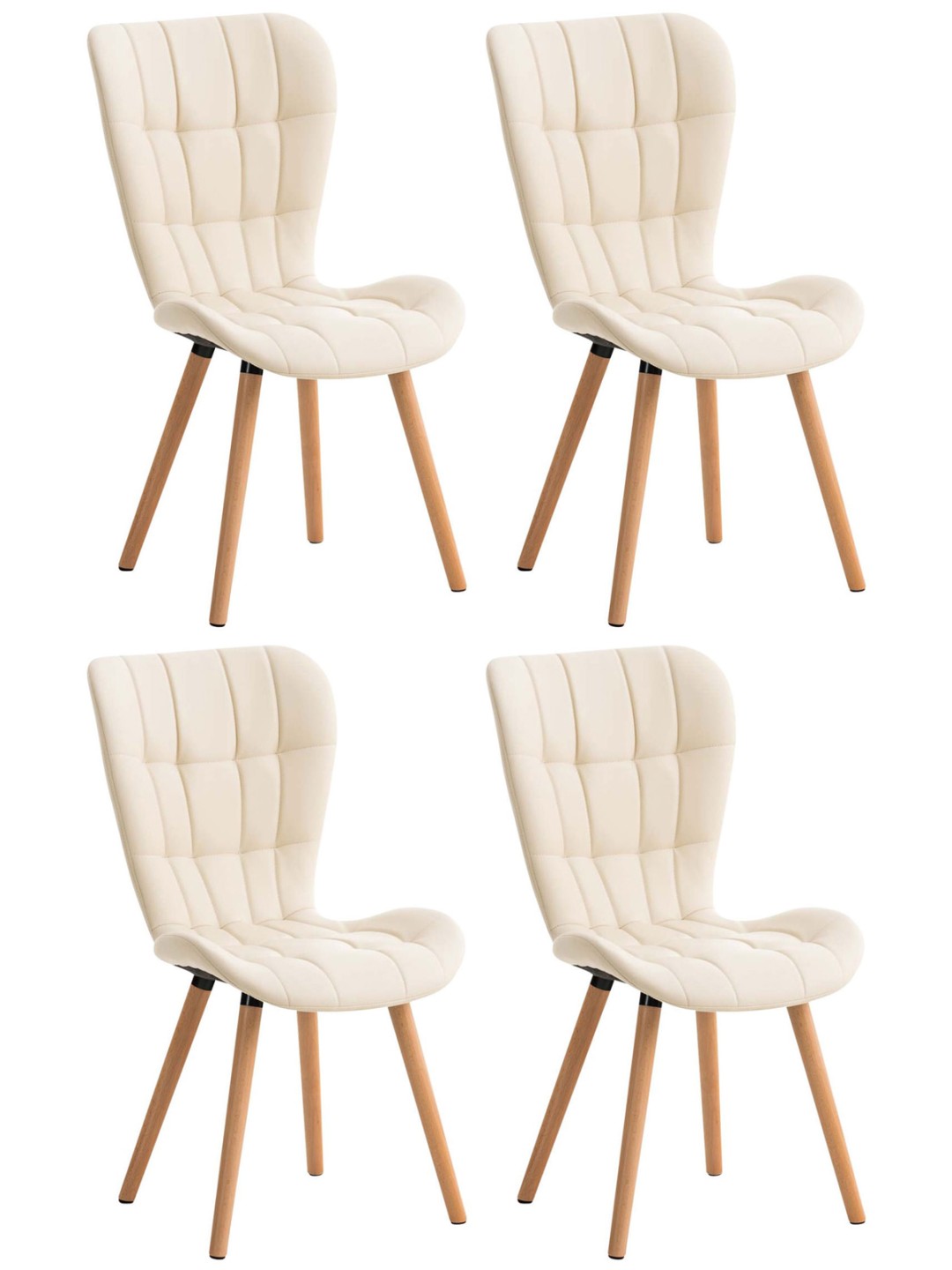 Lot de 4 chaises de salle à manger Elda simili cuir, crème