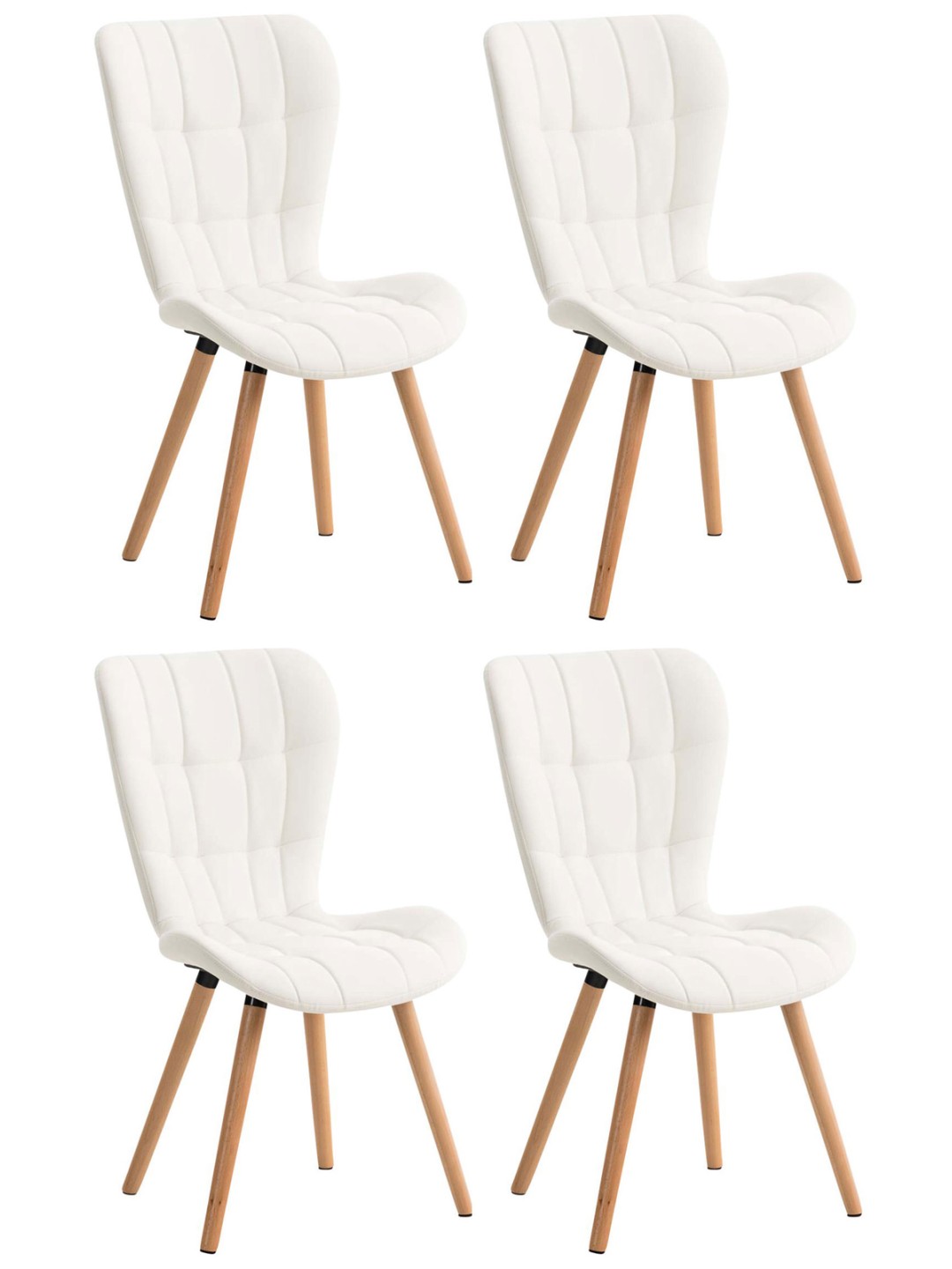 Lot de 4 chaises de salle à manger Elda simili cuir, blanc