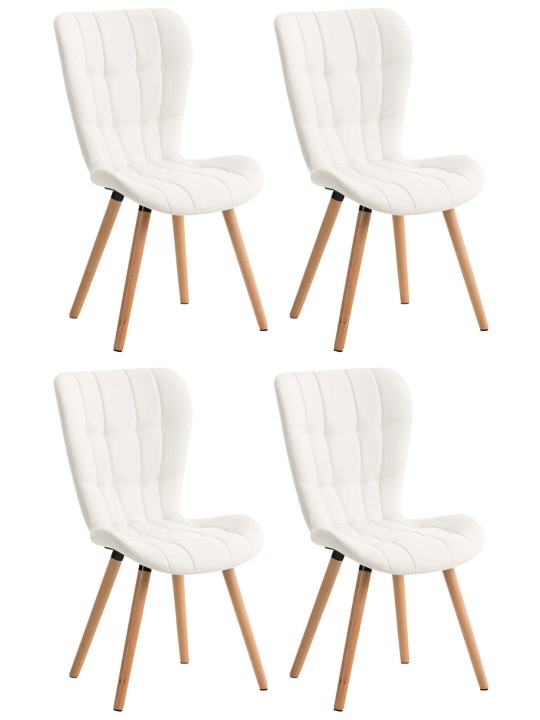 Lot de 4 chaises de salle à manger Elda simili cuir, blanc