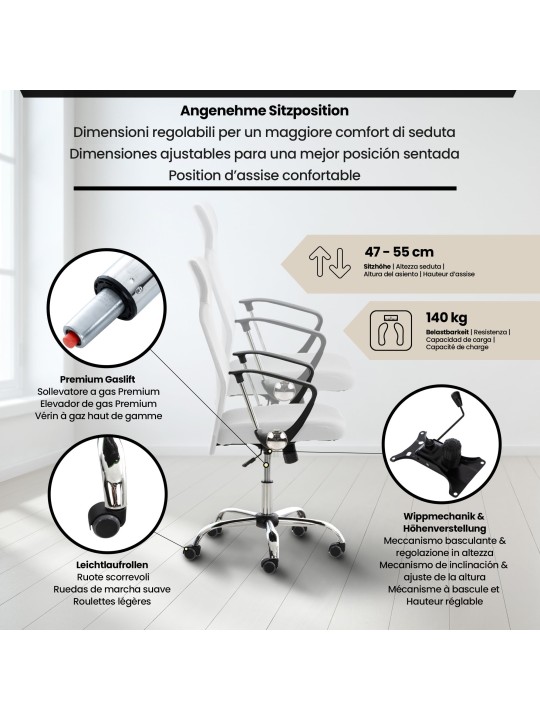 Chaise de bureau Washington, blanc