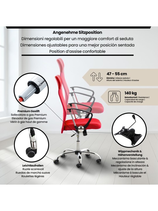 Chaise de bureau Washington, rouge