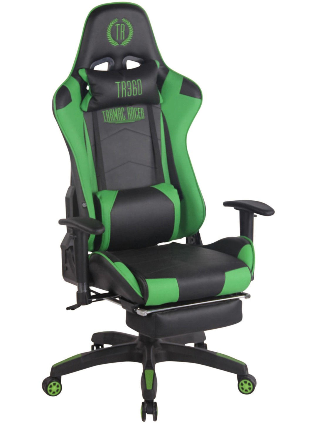 Chaise de bureau Racing Turbo avec repose-pieds, noir/vert