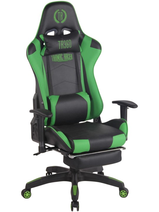 Chaise de bureau Racing Turbo avec repose-pieds, noir/vert