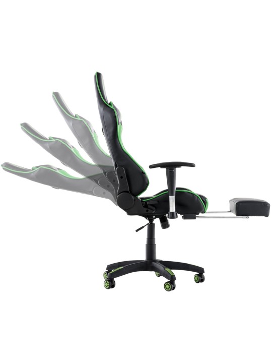 Chaise de bureau Racing Turbo avec repose-pieds, noir/vert