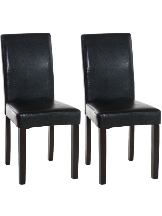 Lot de 2 chaises de salle à manger Ina marron foncé, noir