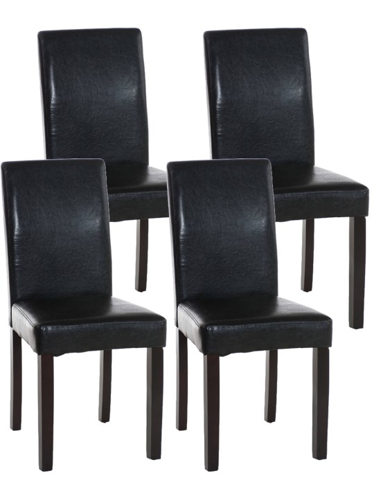 Lot de 4 chaises de salle à manger Ina marron foncé, noir