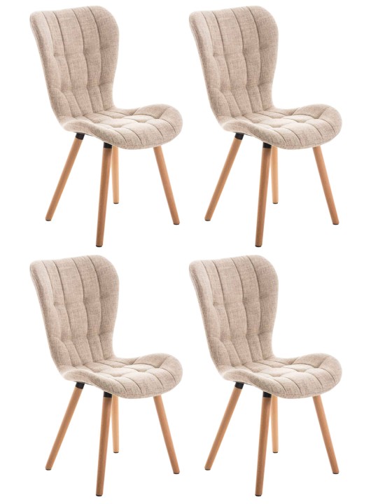 Lot de 4 chaises Elda tissu naturel, crème