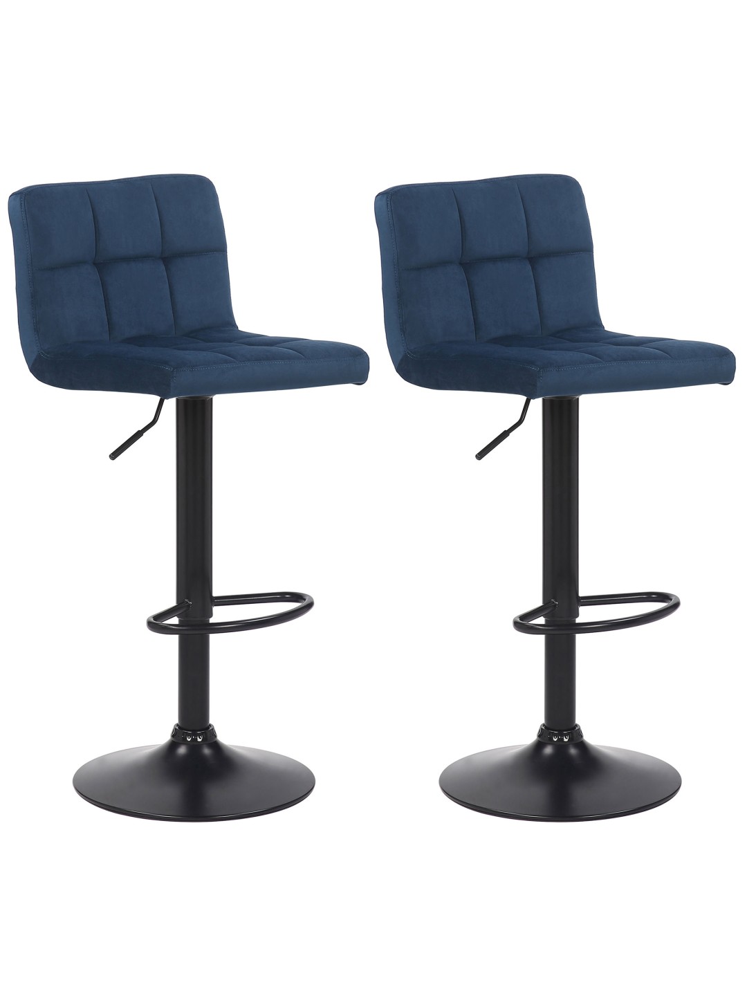 Lot de 2 tabourets de bar Feni velours, bleu
